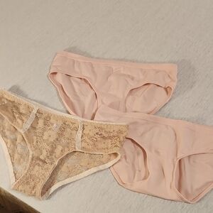 Auden Lace and Solid Panty Set - Cream and Pink